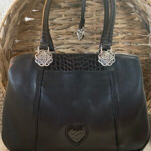 Brighton Black Leather Bag with Silver Accents